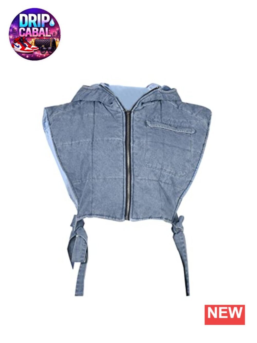 Sleeveless Cropped Hooded Puffer Vest Y2K Bubble Jean Vest